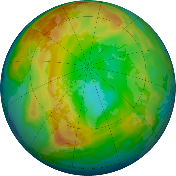 Arctic ozone map for 04 January 2001